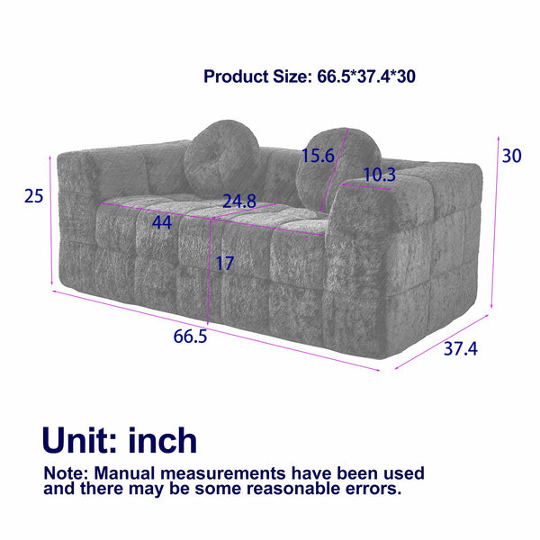 English Elm 66.5-inch Cloud Sofa with Lychee-Textured Plush Polyester, High-Density Foam Comfort & Chic Design Black W834P366233