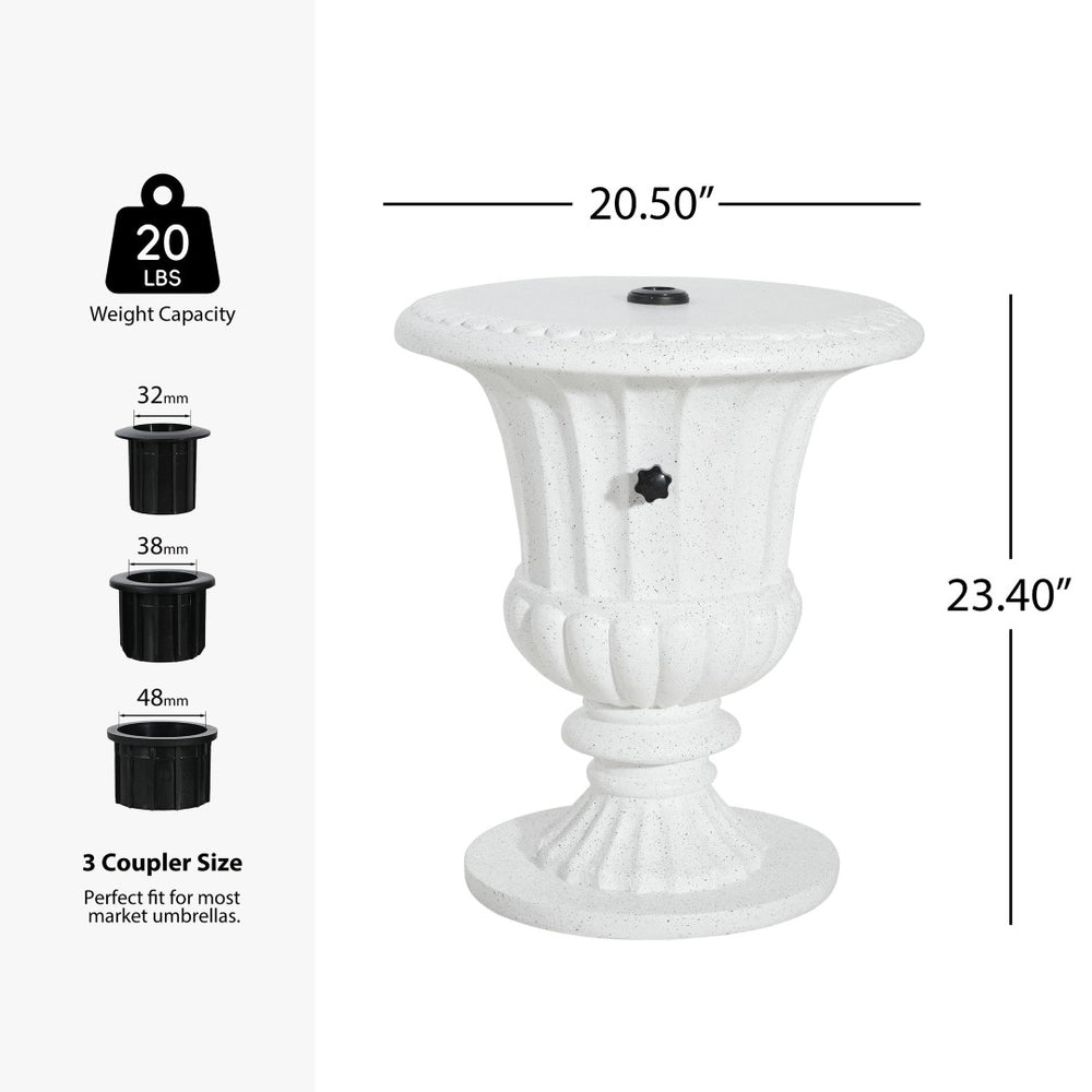 English Elm Adela Outdoor Mgo Umbrella Base Side Table with Marble Finish Weatherproof Patio N775P385414W