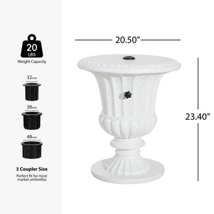 English Elm Adela Outdoor Mgo Umbrella Base Side Table with Marble Finish Weatherproof Patio N775P385414W