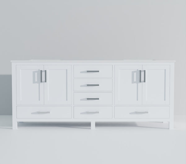English Elm White Double Bath Vanity With Cultured Marble Top, Spacious Storage & Elegant Design For Modern Bathrooms B2731P259123-GIGA