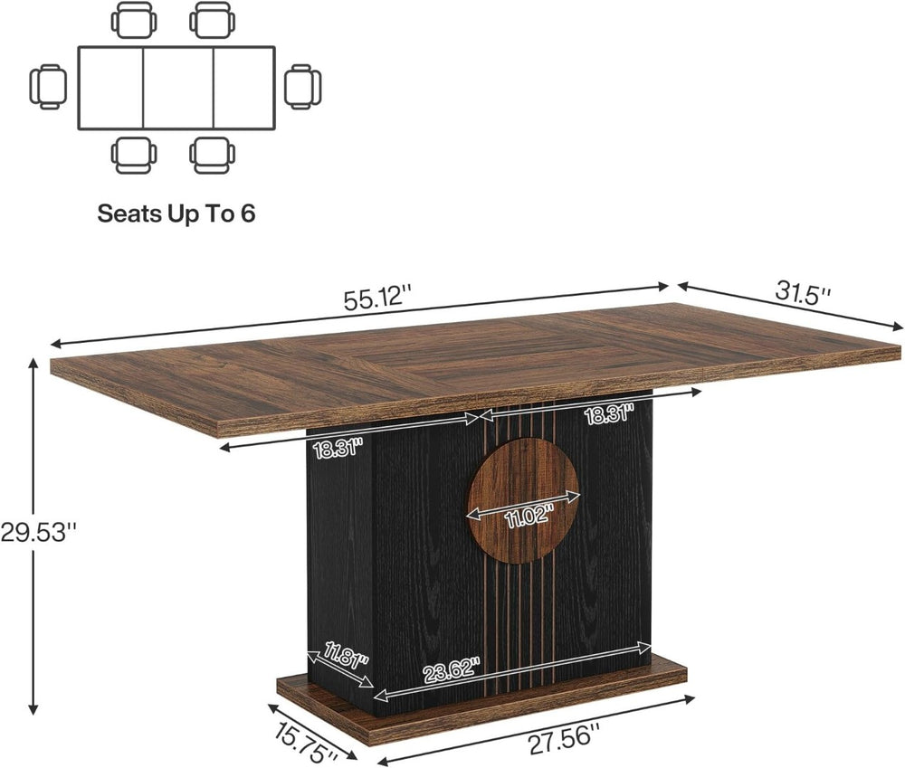 English Elm Kitchen Rectangular Dining Table Farmhouse Modern Wood Finish Seats Six Mdf Top T3971P462690