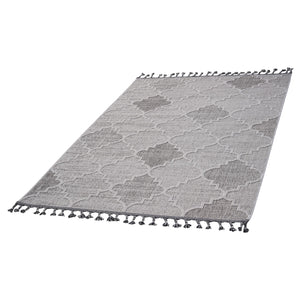 English Elm Loom Trellis Indoor/Outdoor Area Rug 5X7 - Modern White & Grey Design, Durable & Soft Comfort B335P289607