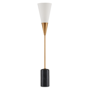 Martini Black Torchiere Table Lamp - Chic Mid-Century Modern Design with Antique Brass & Marble Base