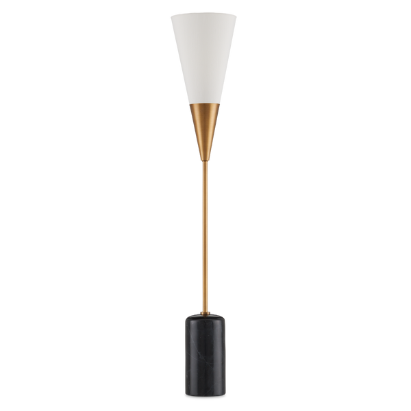 Martini Black Torchiere Table Lamp - Chic Mid-Century Modern Design with Antique Brass & Marble Base