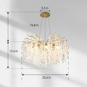 English Elm 8-light Gold Farmhouse Chandelier Seeded Glass Shades for Dining Room or Kitchen W5008P466526