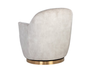 Sunpan Casey Swivel Lounge Chair - Elegant Modern Barrelback Design with Gold Stainless Steel Base Nono Cream
