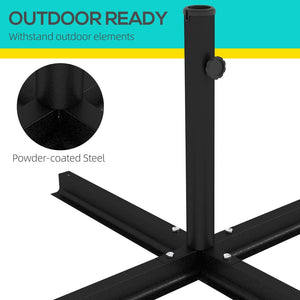 English Elm Outsunny Heavy-Duty Cross Brace Umbrella Stand For Stability & Style, Fits 1.5"-1.9" Poles, Black W2225P229167-GIGA