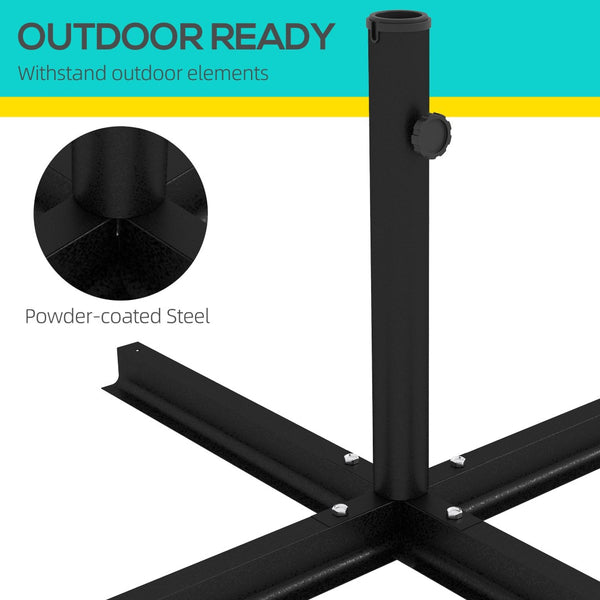 English Elm Outsunny Heavy-Duty Cross Brace Umbrella Stand For Stability & Style, Fits 1.5"-1.9" Poles, Black W2225P229167-GIGA