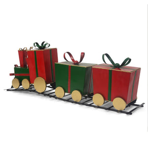 Christopher Knight Home® - Noble House - - Festive Iron Train Decor With Gift-Shaped Carriages