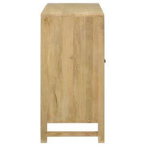 English Elm Ashton Solid Mango Wood Accent Cabinet with Woven Cane Doors and Brass Hardware B062P451992