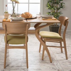 English Elm Christopher Knight Home® - DINING Chair with Cushioned Fabric Seat and Polished Wood Frame — Elegant Modern Comfort for Home Green 58925.00GTE