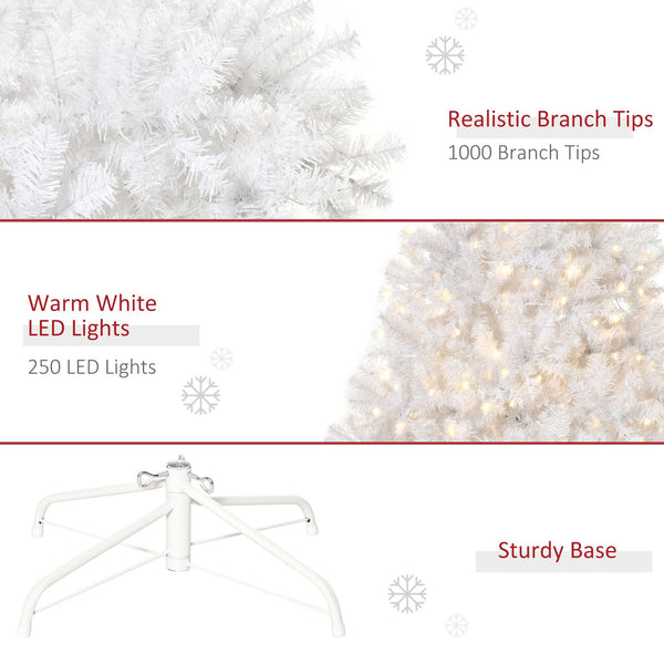 English Elm Homcom 6' Prelit Douglas Fir Christmas Tree With 250 Warm White Leds, 1000 Tips & Easy Setup W2225P229359