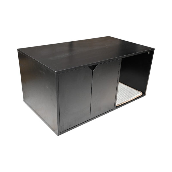 English Elm 35.83" Modern Black Cat Litter Box Enclosure with Durable PB/MDF Build and Corrugated Scratch Pad W1412P271585