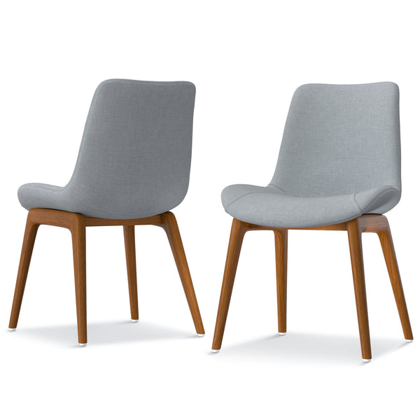 English Elm Loretta Mid-Century Dining Chair Set of 2 with Beech Wood Legs, Linen-Like Upholstery & Plush Comfort Grey B136P266939