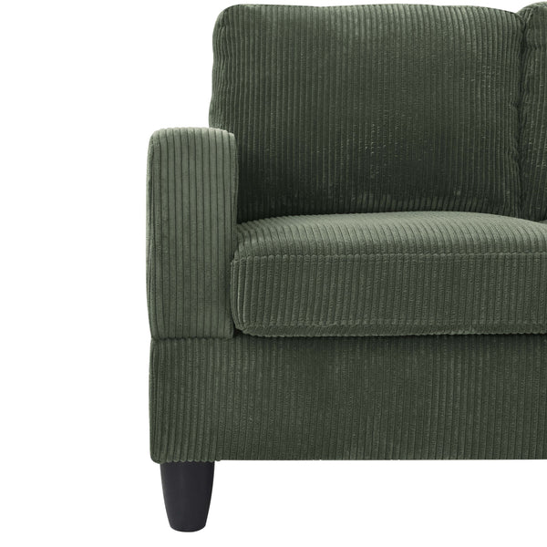 English Elm Savannah Plush Corduroy Modular Sectional Sofa with Ottoman — Customizable Layouts & Padded Comfort Green B355S00009