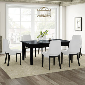 English Elm Wooden Linen Upholstered Dining Chairs Set of 2 — Sturdy Rubber Wood Frame, 300lb Capacity, Farmhouse Appeal Beige+Black N842P300893D