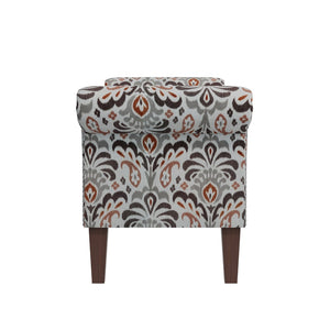 English Elm Wallen Traditional Upholstered Storage Ottoman Bench with Nailhead Trim and Vine Pattern Multi B127P409581