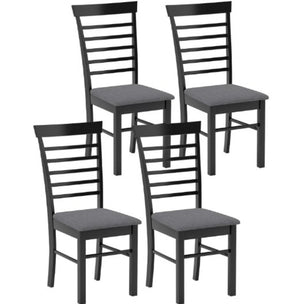English Elm Modern Farmhouse Rubberwood Dining Chairs with Slatted Back and Cushioned Seat Set of 2 T3971P429276