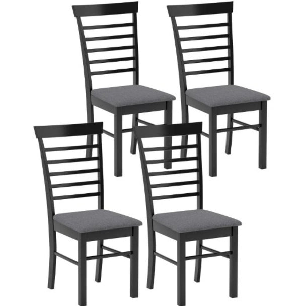 English Elm Modern Farmhouse Rubberwood Dining Chairs with Slatted Back and Cushioned Seat Set of 2 T3971P429276