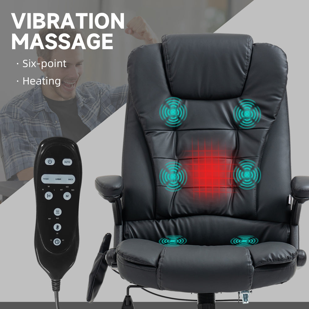 English Elm HOMCOM High-Back Massage Office Chair with Heating, 6-Point Vibration, Recline & Adjustable Comfort W2225P173845