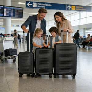 English Elm 2025 Hardshell Abs 3 Piece Luggage Set Matte Spinner Wheels Combo Lock Travel Acacia Wood,Antique Black W2710P417747