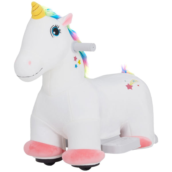 English Elm Qaba Battery Powered Toddler Ride on Pony with Music Soft Touch Foam Seat Pu Wheels White W2225P249817
