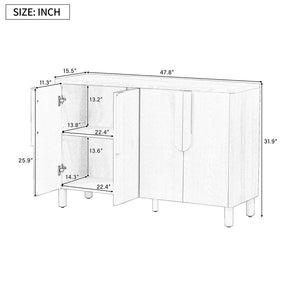 English Elm Trexm Ash Veneer Sideboard with Flush Arc Handles and Adjustable Shelves for Dining Areas N715P264916M