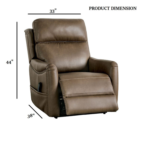 English Elm Transitional Multi-Function Glider Recliner with Channel Back, Cup Holders, Hidden Storage, Upholstered Comfort Brown 34 L x 31 W x 35 H B2741P387682