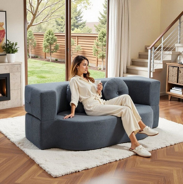 English Elm 2-In-1 Convertible Modular Sofa Bed - Memory Foam Comfort, No Assembly, Space-Saving Design For Any Room P1 W3653P355637-GIGA