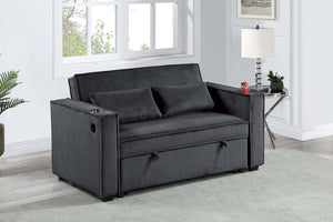 English Elm Modern Corduroy Convertible Sleeper Sofa with Usb Ports and Built-in Cupholders B011S02177