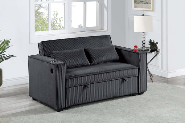 English Elm Modern Corduroy Convertible Sleeper Sofa with Usb Ports and Built-in Cupholders B011S02177