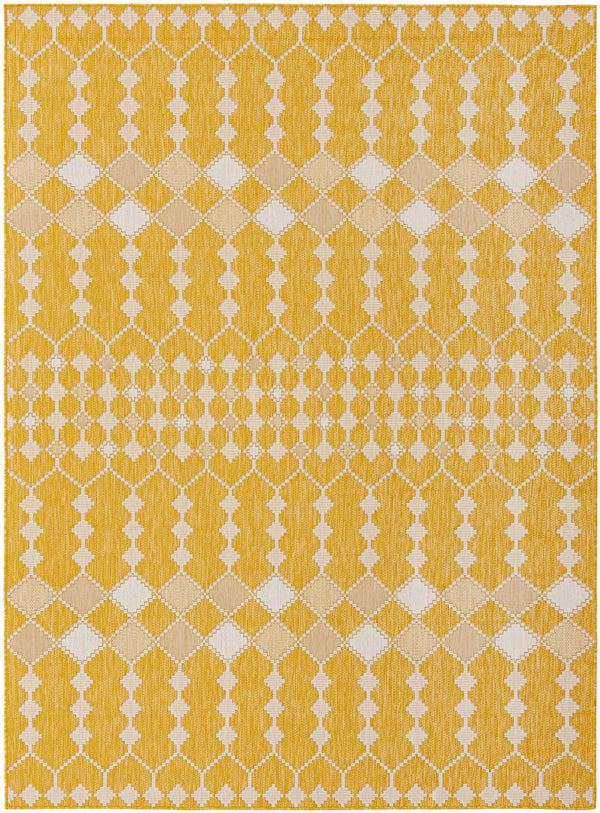 Unique Loom Outdoor Trellis Traliccio Machine Made Trellis Rug Yellow, Ivory 7' 10" x 11' 0"