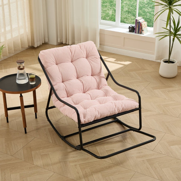 English Elm Outdoor Rocking Chair Steel Frame Corduroy Cushion Modern Armless Indoor Porch Rocker W640P443546