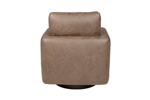 English Elm 360-degree Swivel Accent Chair Faux Leather Low Profile Sculptural Living Room Seat B089P428577