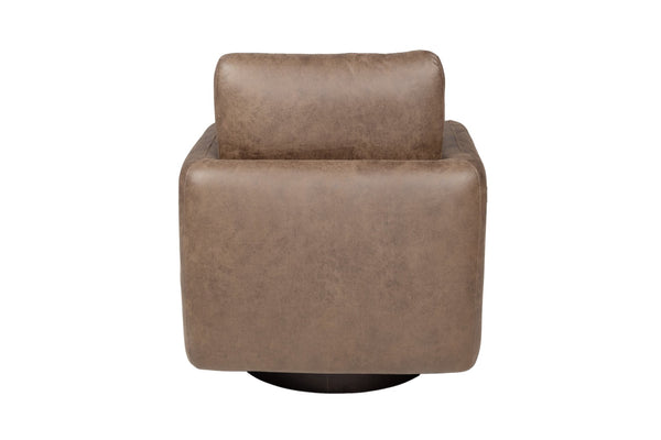 English Elm 360-degree Swivel Accent Chair Faux Leather Low Profile Sculptural Living Room Seat B089P428577