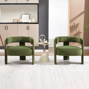 English Elm Accent Chair Velvet Upholstered Mid Century Modern Seat with Tapered Wood Legs for Any Room Green W3244P417183