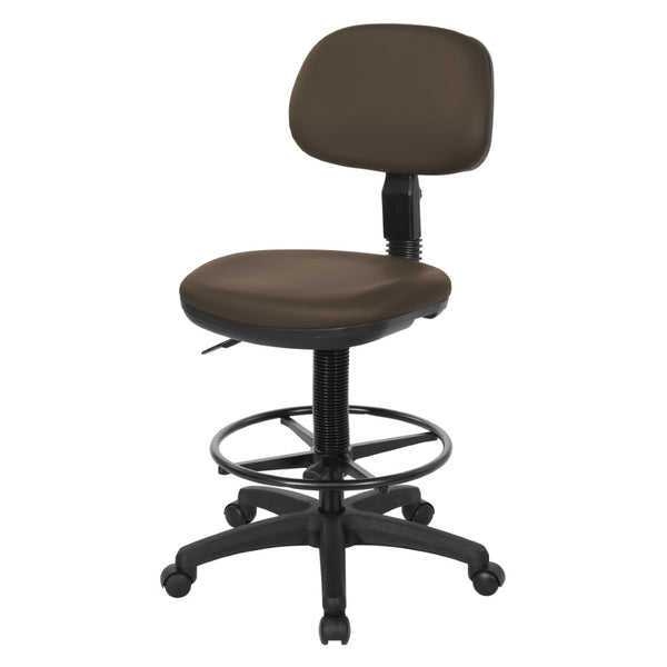 OSP Home Furnishings Sculptured Ergonomic Drafting Chair with Vinyl Upholstery for Studio and Lab Workspaces Dillon Java DC517V-R102