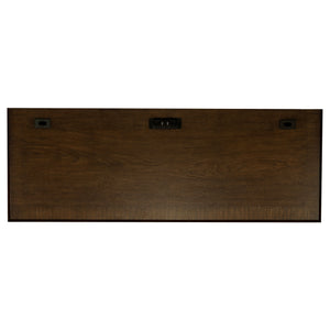 English Elm Stigham Burnish Oak five-drawer credenza desk with warm grain finish, spacious surface, ergonomic storage for organized workspaces B062S00652