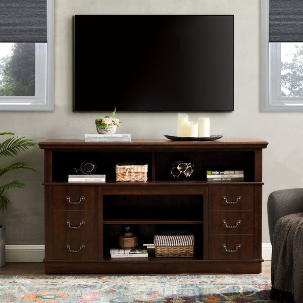 English Elm Retro 60 Inch Media Console with Enclosed Storage Mid Century Modern Living Room W2275P460426