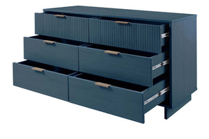 English Elm Granville 55" Dresser In Midnight Blue - Stylish 6-Drawer Storage With Glam Hardware & Modern Design B365S00089