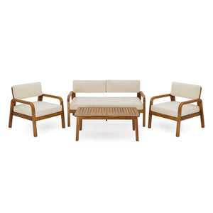 English Elm Outdoor Solid Acacia Wood Patio Armchair Teak Finish Slat Back Poolside Lounge N768P382498T