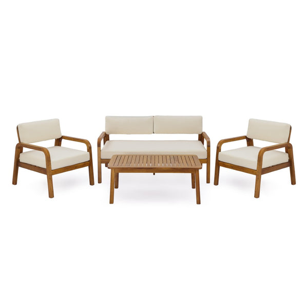 English Elm Outdoor Solid Acacia Wood Patio Armchair Teak Finish Slat Back Poolside Lounge N768P382498T_2