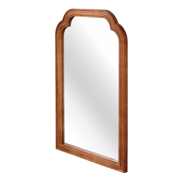 English Elm Yellowish Brown Decorative Mirror 24" X 36" - Solid Wood Rounded Corner Accent For Any Room W2203P389100-GIGA
