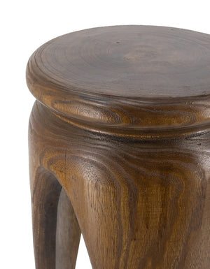 English Elm 11x11x16.5" Solid Paulownia Wood Side Table Hand Carved Three Leg Earthy Accent W2078P461605