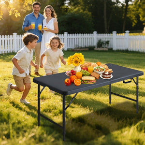 English Elm 4ft Folding Plastic Utility Tables Set of Two Adjustable Height Portable Outdoor Party W1408P447135
