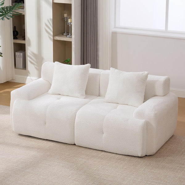 English Elm Loveseat Modular Cloud Floor Sofa Tufted Fuzzy Fabric Couch for Small Apartment Spaces Beige W5385P455461