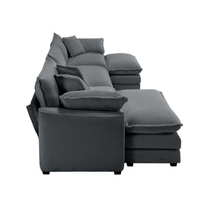 English Elm Oversized Modular Cushion Sofa Set With Ottoman - Versatile L-Shaped Deep Seating For Cozy Living Spaces W714S00838-GIGA