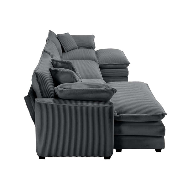 English Elm Oversized Modular Cushion Sofa Set With Ottoman - Versatile L-Shaped Deep Seating For Cozy Living Spaces W714S00838-GIGA