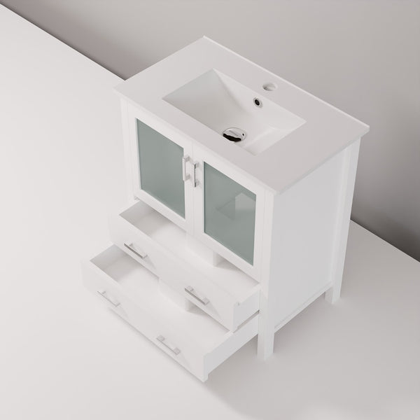 English Elm White Bath Vanity 30" W X 18.25" D – Modern Design With Soft-Close Doors & Durable Ceramic Top B2731P260419-GIGA