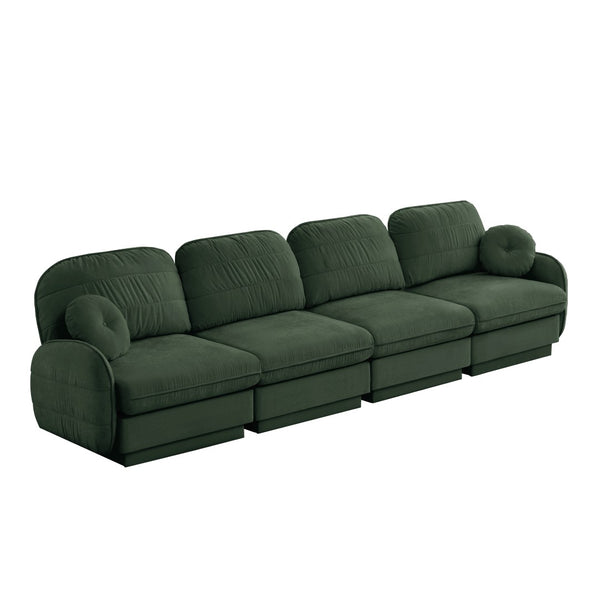 English Elm 137"chenille Cloud Sofa Deep Seat Four Seater with Quilted Cushions for Living Room Green W714S01771